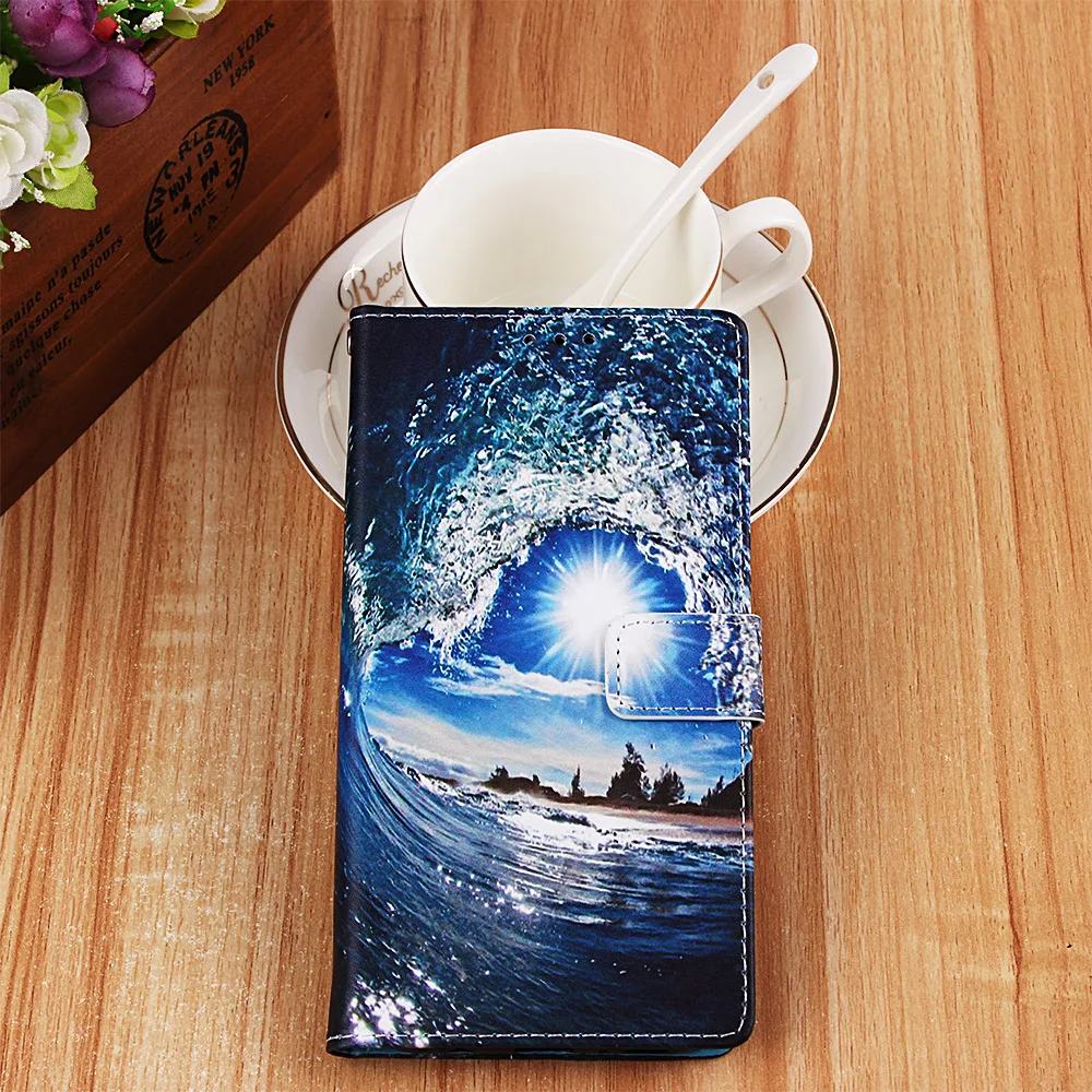 Luxury Flip Painted Book Case Cover Shell for Huawei Honor 10 Lite 8A Y6 P Smart Leather Wallet Phone Bag for Mate 20 Lite