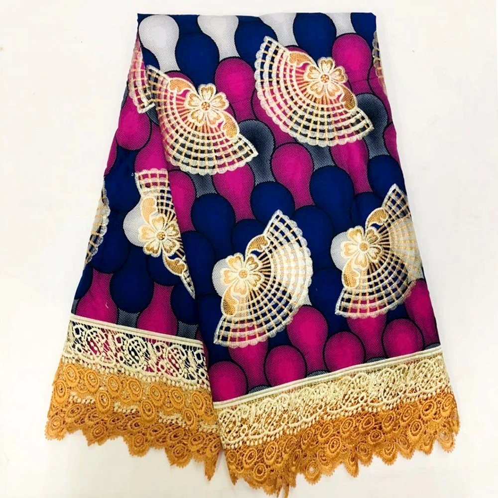 

High quality 2019 popular 6yards embroidered african cord lace african lace fabric with wax african guipure lace fabric