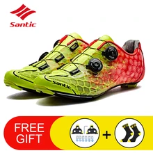 Мужская Сверхлегкая велосипедная обувь; кроссовки для шоссейного велосипеда с самоблокирующимся замком; Zapatillas Ciclismo; Нескользящая дышащая обувь для велосипеда; SANTIC