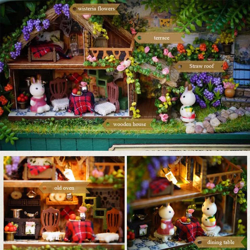 Funny Countryside Wooden Toys DIY Miniature House Hand Craft Box Theatre Dollhouse Mini Furniture Doll House Christmas Gift Toys