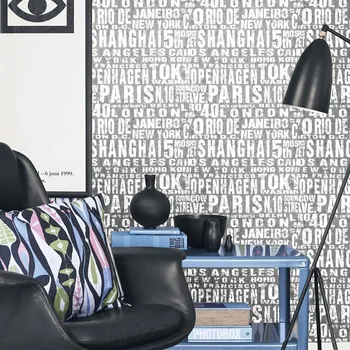 

wellyu обои papel de parede Korean black English letter wallpaper living room bedroom coffee shop bar clothing store wallpaper