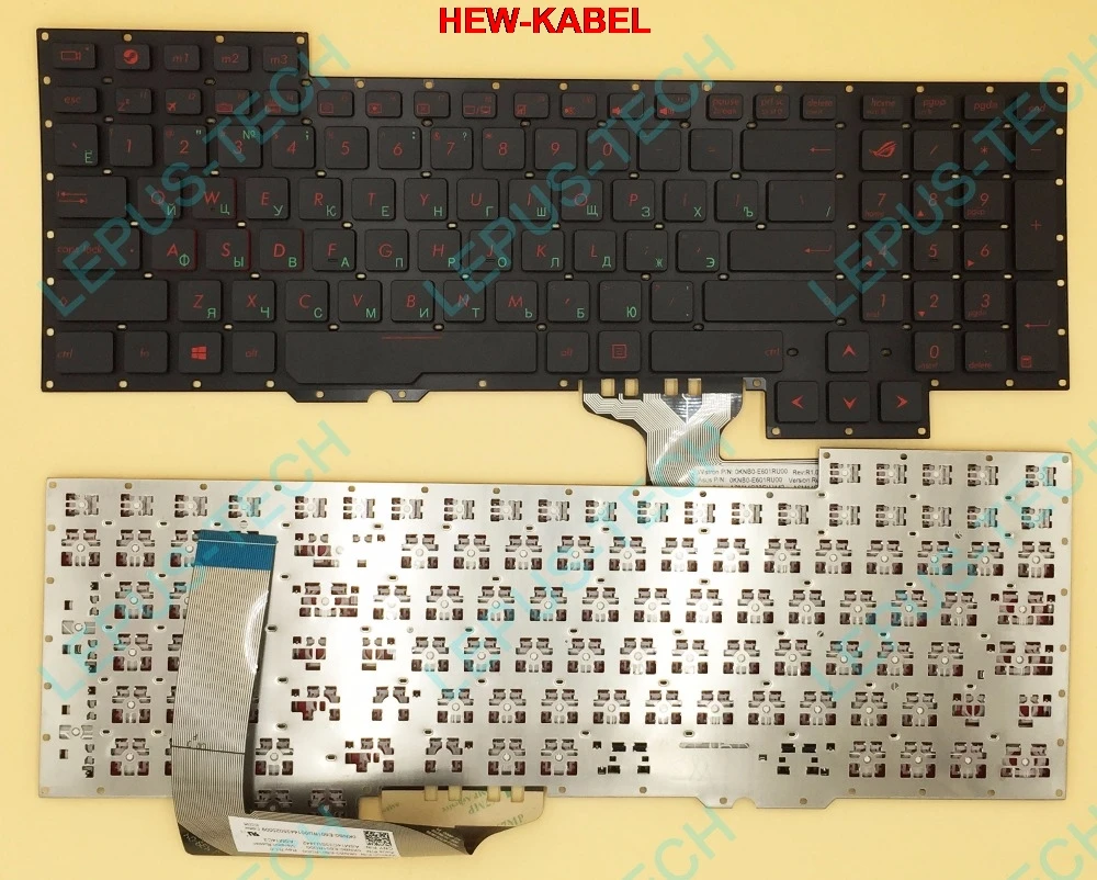 Оригинальная клавиатура RU для ASUS ROG 751J G751 G751JY G751JT G751JM русская 0KNB0 E601RU00 ASM14C33SUJ442 Green