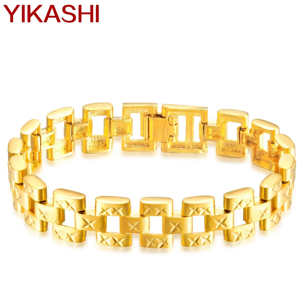 2017 Горячая распродажа мужской браслет золото-цвет модный из нержавеющей стали и