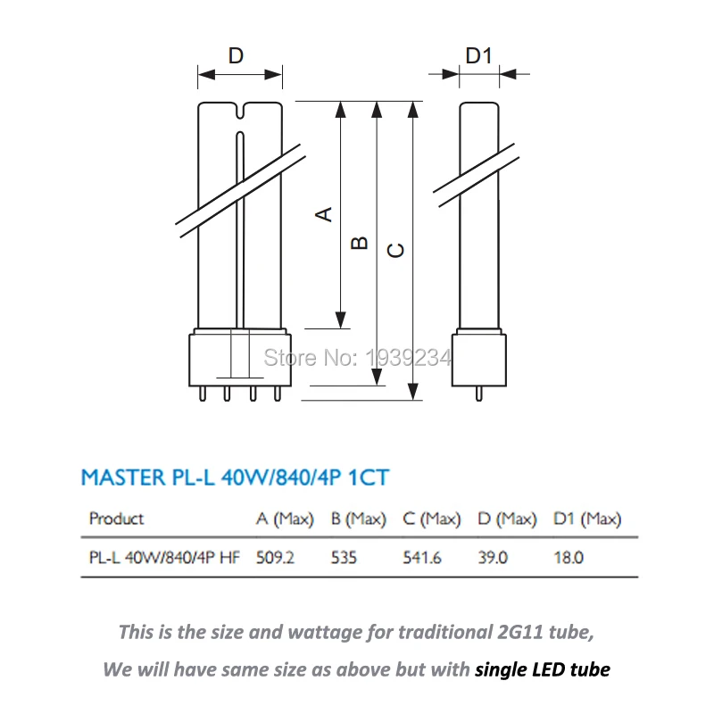 Led 4pin PL12W 15 W 18 W 22 W 27 W с Epistar 2835SMD 2G11 ламповая лампа