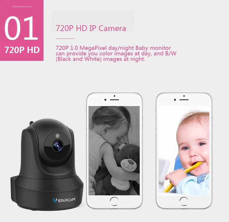 Vstarcam C29 радионяня 720P HD IP камера WiFi Обнаружение движения ночное видение аудио CCTV Беспроводная сеть безопасности черный