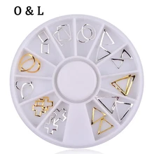 New 24pcs/set Gold Silver 3D Hollow Metal Nail Art Decoration Wheel Charm DIY Beauty Nail Accessories Tools