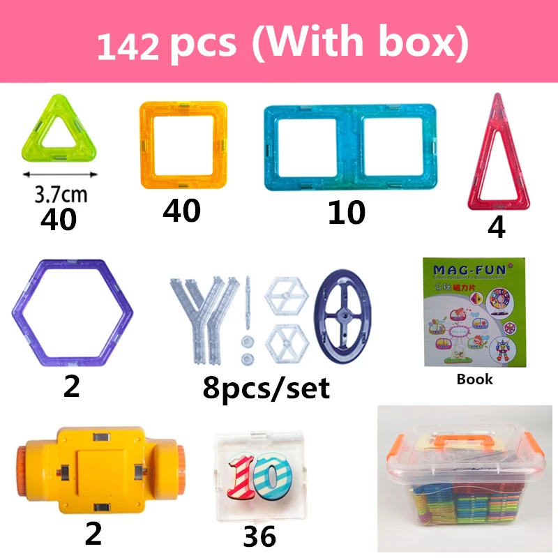 Buy 142Pcs Mini Magnetic Designer Plastic Magnetic Blocks Construction Set Model Building Toy Educational Toys Kids Gift With Box