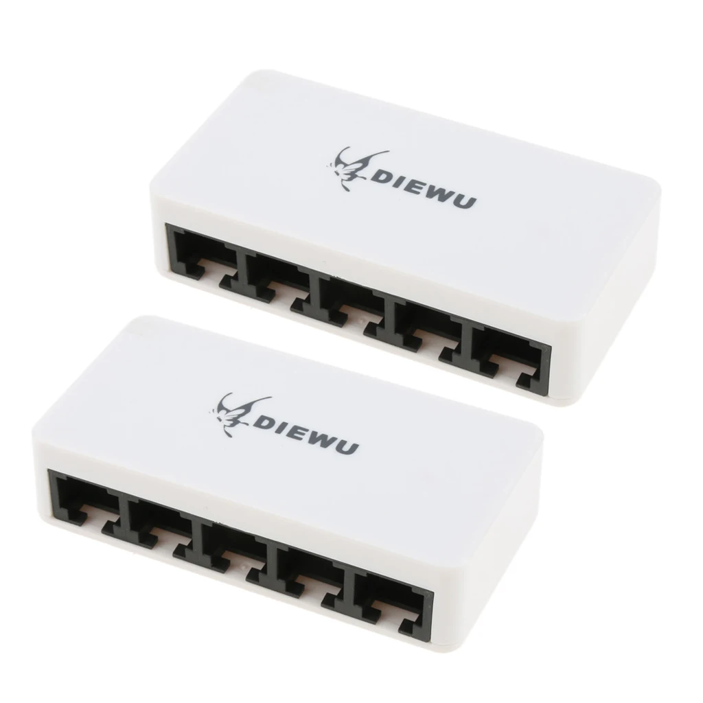 2Pcs 10/100M 5Port Micro USB Power Supply Fast Ethernet RJ45 Network Switch