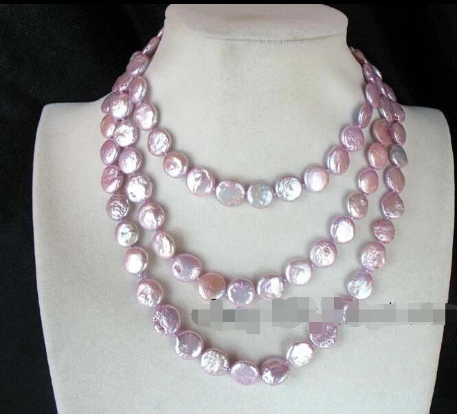 

Free shipping >>>>>freshwater pearl violet coin 10-11mm necklace 48
