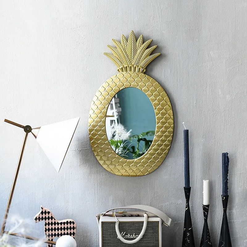 Винтажное Ананасовое геометрическое украшение Золотой стены зеркало для спальни и гардеробной модель окна украшение ананас ваза