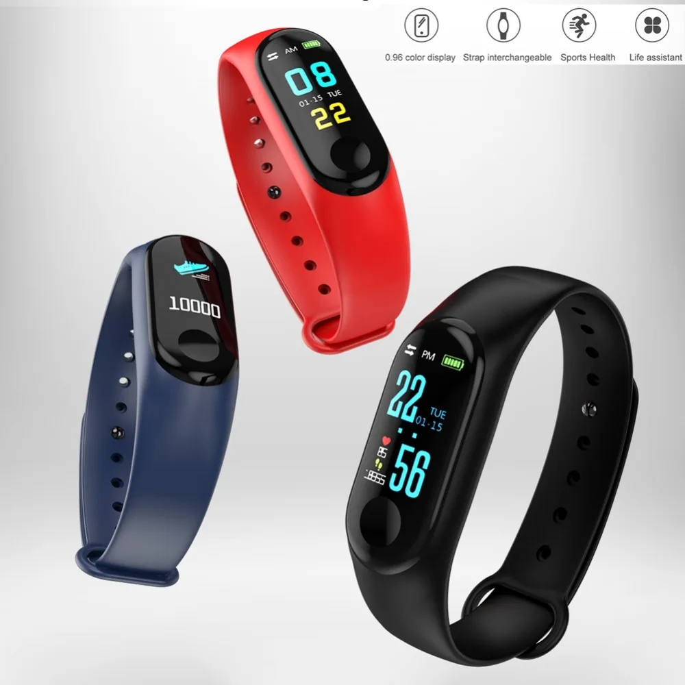 Hangrui M3 Plus Smart Bracelet Blood Pressure Monitor Sport Waterproof Smart Band Fitness Tracker Smart Wristband PK mi band 3   (28)