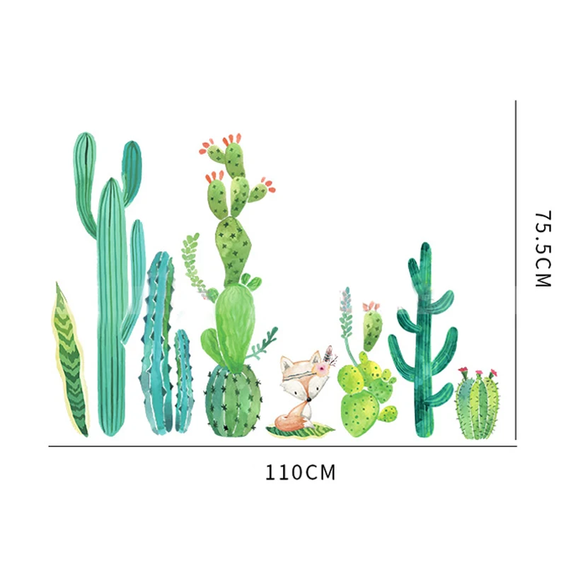 Кактус бонсай растения в горшках декоративные настенные наклейки для детской комнаты домашний декор для кухни на окно Декор для гостиной наклейка 110x75 см