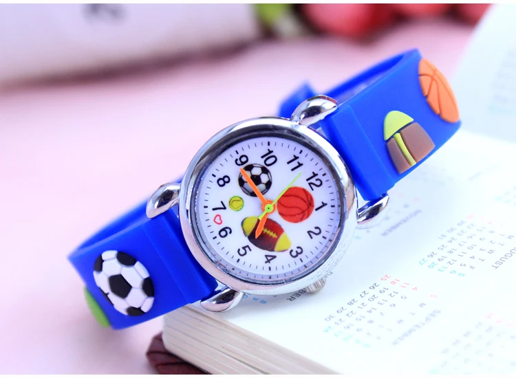 

3D Cartoon Lovely Baseball basketball football Kids Girls Boys Children Students Quartz Wrist Watch Very Popular watches style