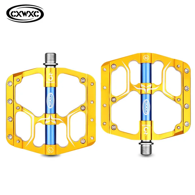 CXWXC Cr-Mo Axis велосипедные педали, для MTB Road 3 герметичные подшипники педали, широкая платформа противоскользящие педали велосипедные аксессуары - Цвет: Цвет: желтый