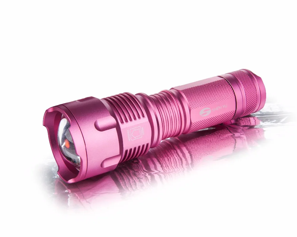 SHENYU LED Flashlight 26650 Zoom Torch Waterproof Pink Flashlight T6