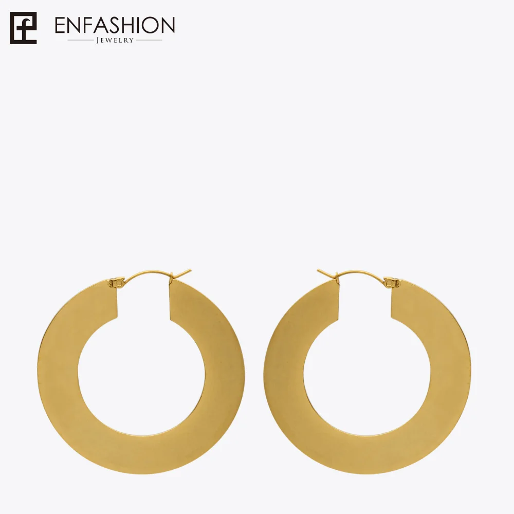 Enfashion большие Винтажные серьги-кольца матовые серьги золотистого цвета из нержавеющей стали круглые серьги для женщин ювелирные изделия - Окраска металла: Matte Gold color