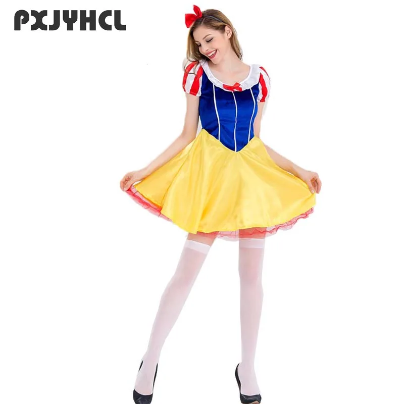

Adult Snow White Cosplay Costume Women Party Performance Outfit Carnival Halloween Dress Girls Fairy Tale Female Fancy Dress