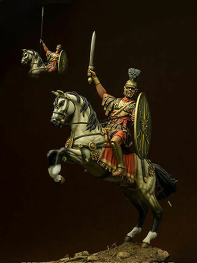 

Unassambled 1/24 75MM ancient Soldier (WITH HORSE ) Resin figure miniature model kits Unpainted