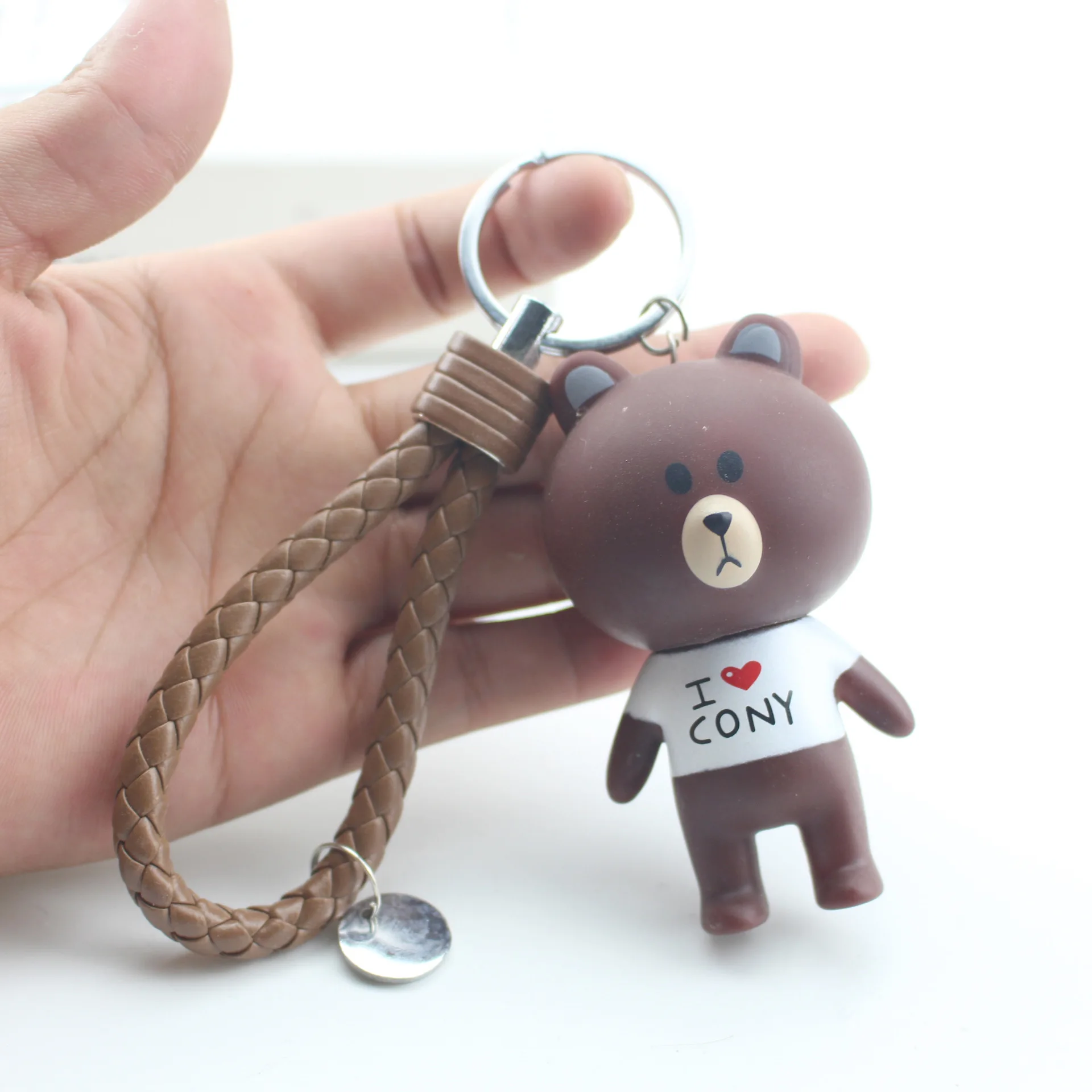 

SPINNER New Cartoon Brown Bear Bell Keychain Cute Rabbit Key Ring Holder Bag Pendant Emoji For Men Women Jewelry Gift