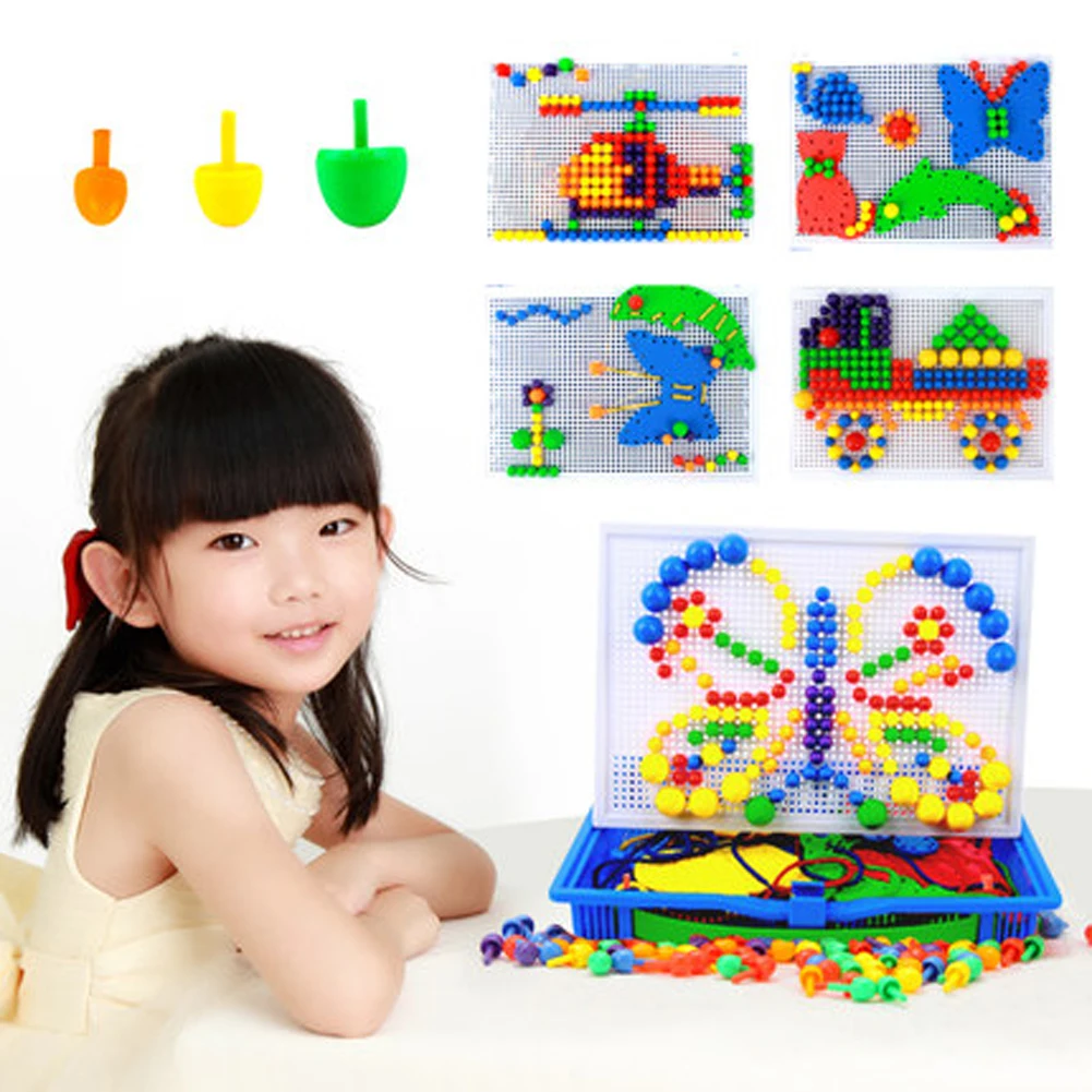296 шт., креативные мозаичные игрушки-головоломки, грибы, наборы для ногтей, композитная картина, головоломка, Монтессори, игрушки для детей, рождественский подарок