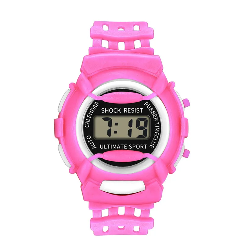 Нежный Детский светодиодный цифровой часы для девочек модные электронные спортивные студенческие Детские часы Детские Водонепроницаемые наручные часы Новинка А4 - Цвет: Розовый