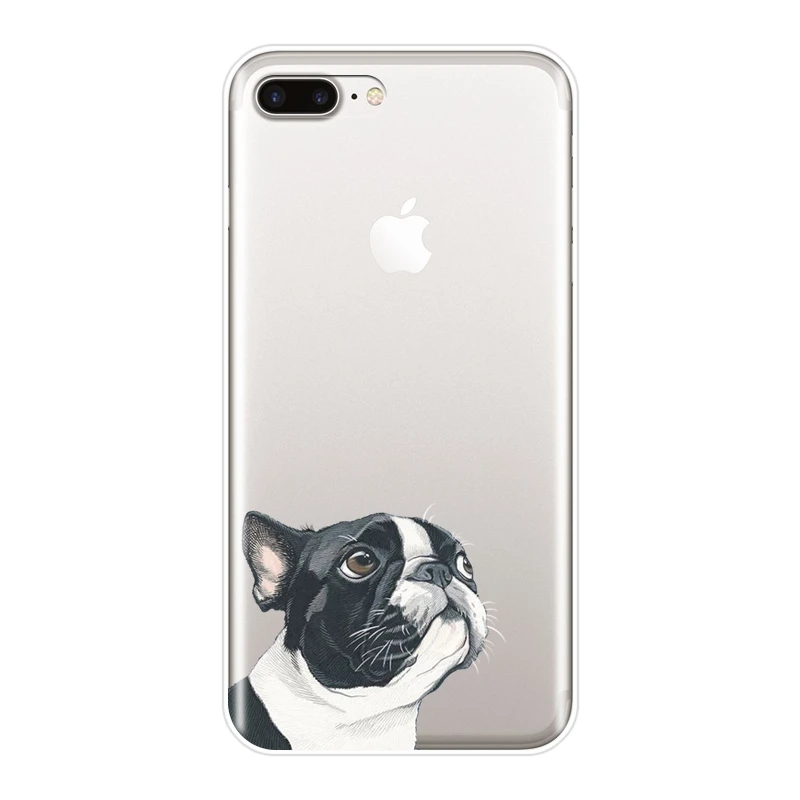 ТПУ задняя крышка для iPhone X XR XS MAX 8 7 6 S 6 S Мопс Собака Французский бульдог силиконовый мягкий чехол для iPhone 8 7 6 S 6 S Plus чехол для телефона