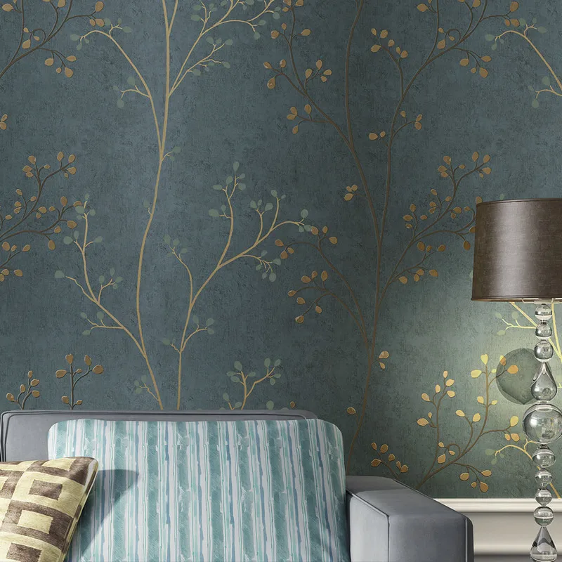 

0.53x10 Meter American style Wallpapers Living Room TV Wallpaper bedroom Countryside Retro Pastoral Green Nonwovens Wallpaper