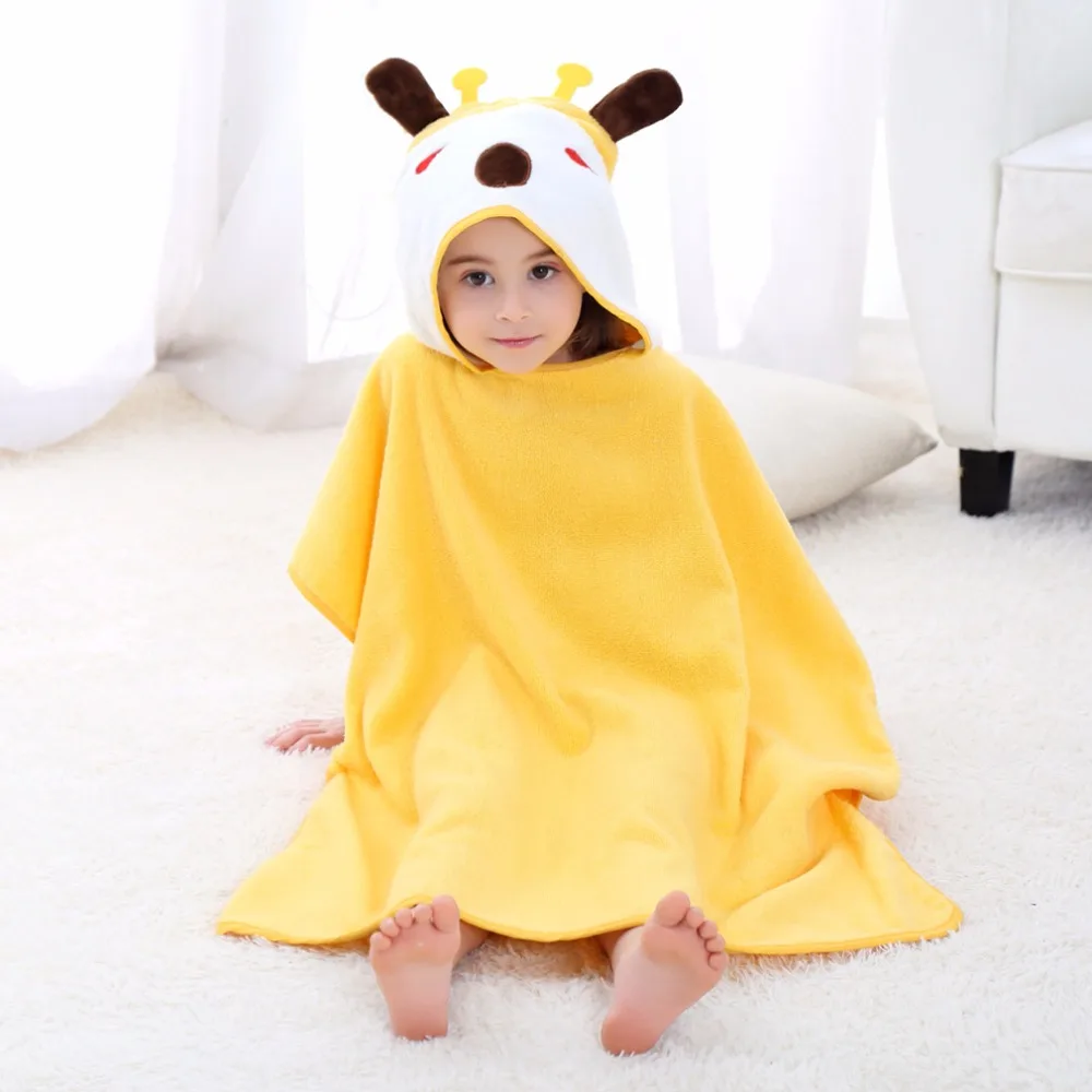 Children's Cartoon Poncho Towel Beach Cloak Towels Baby Kids Cotton Bathrobes Sunscreen Bathing Suit Girls Boys Bath Robe Child