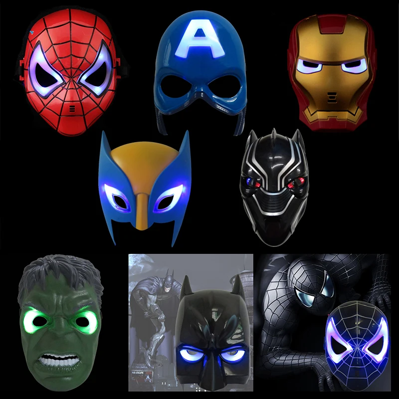 Discount !! LED Glowing Super Hero Mask The Avengers Spiderman Captain