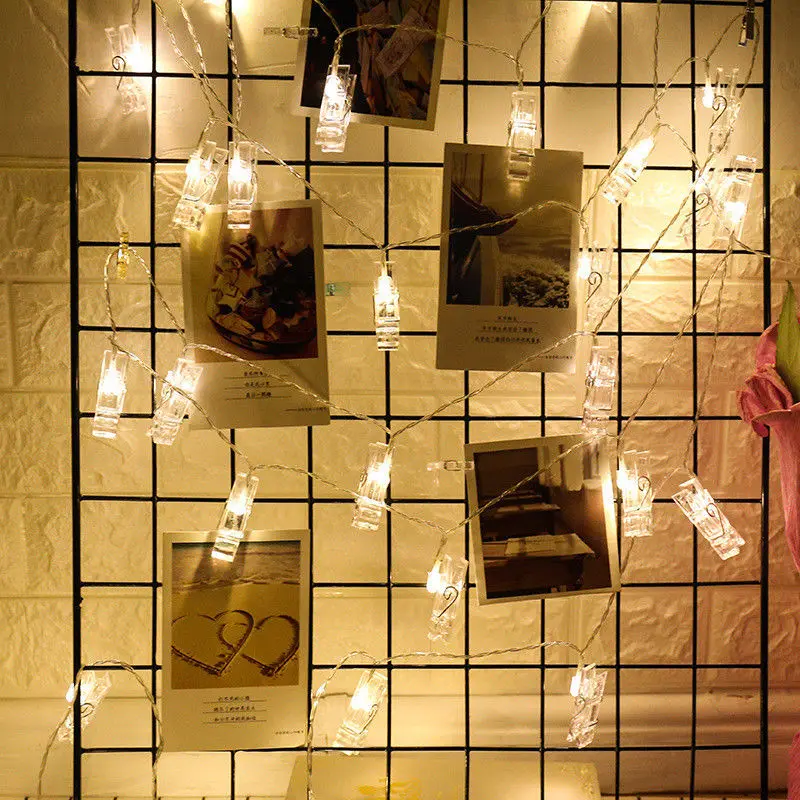 Гирлянда карта фото клип светодиодный гирлянда огни батарея 2 м 5 съемные