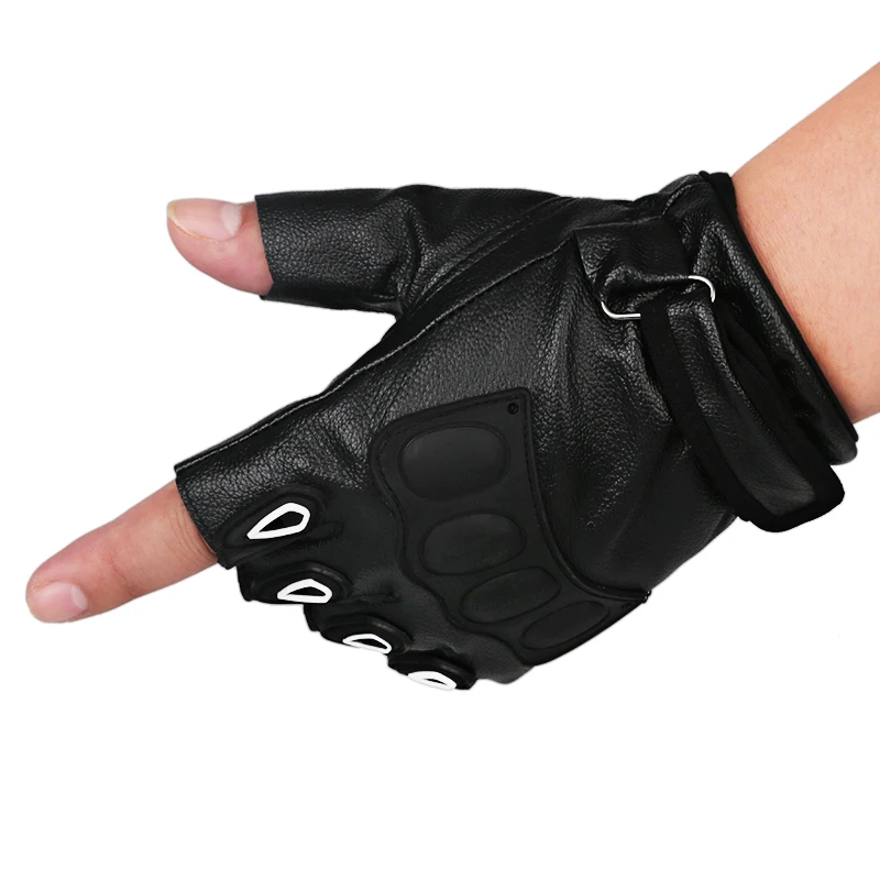 2 piezas verano hombres mujeres motocicleta guantes cuero carreras Motor moto motocicleta medio dedo guantes de cuero protector