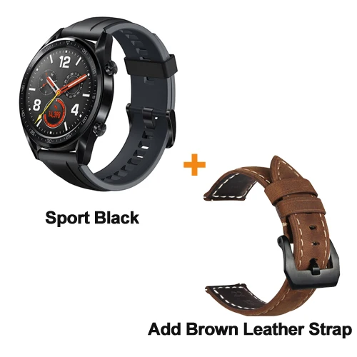 Sport Black BR Band Huawei Watch GT в режиме реального времени Heartrate мониторинг AMOLED сенсорный экран 5ATM Профессиональные Водонепроницаемые BLuetooth 4,2 спортивные умные часы - Цвет: Sport Black BR Band