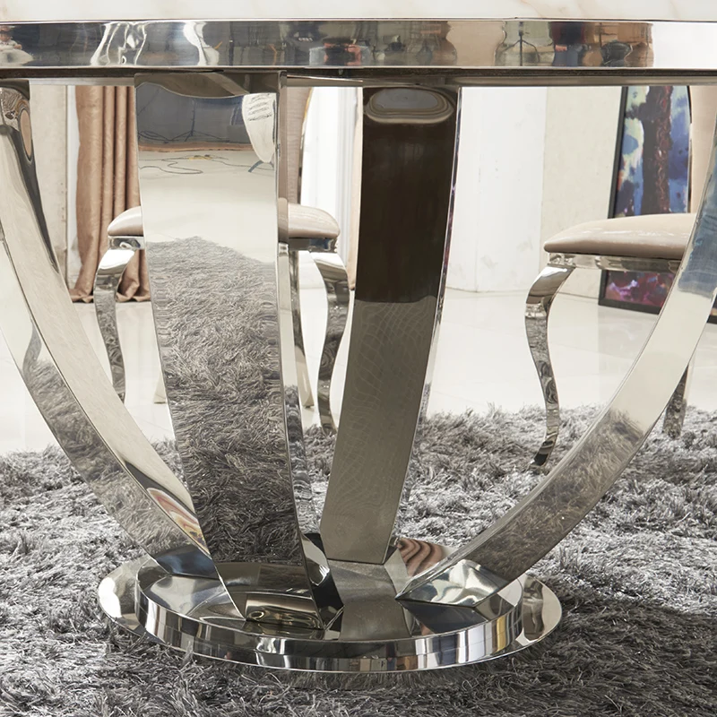 Stainless steel Dining Room Set Home Furniture minimalist modern glass dining table and 4 chairs mesa de jantar muebles comedor