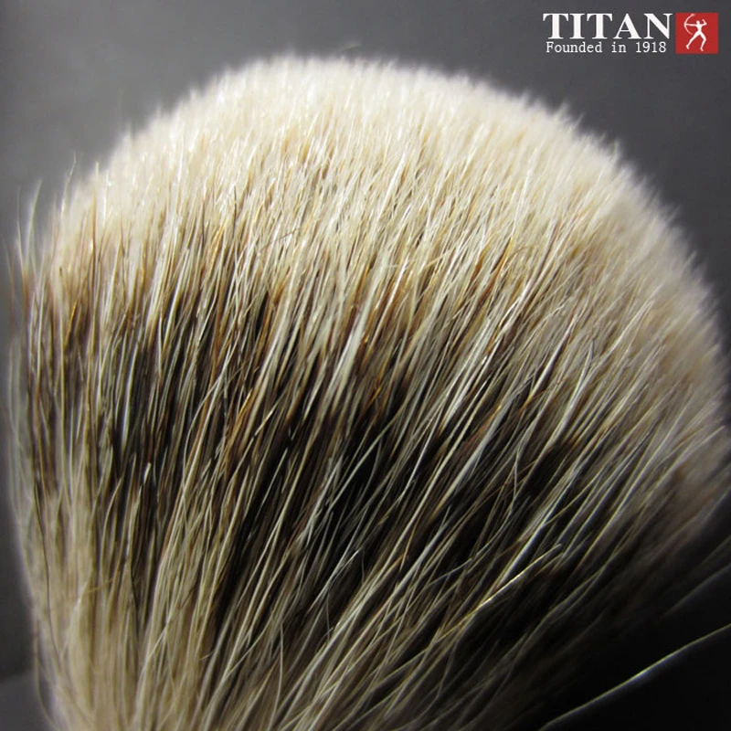Мужская щетка для бритья Titan натуральная серебряная барсук зеленая эбеновая