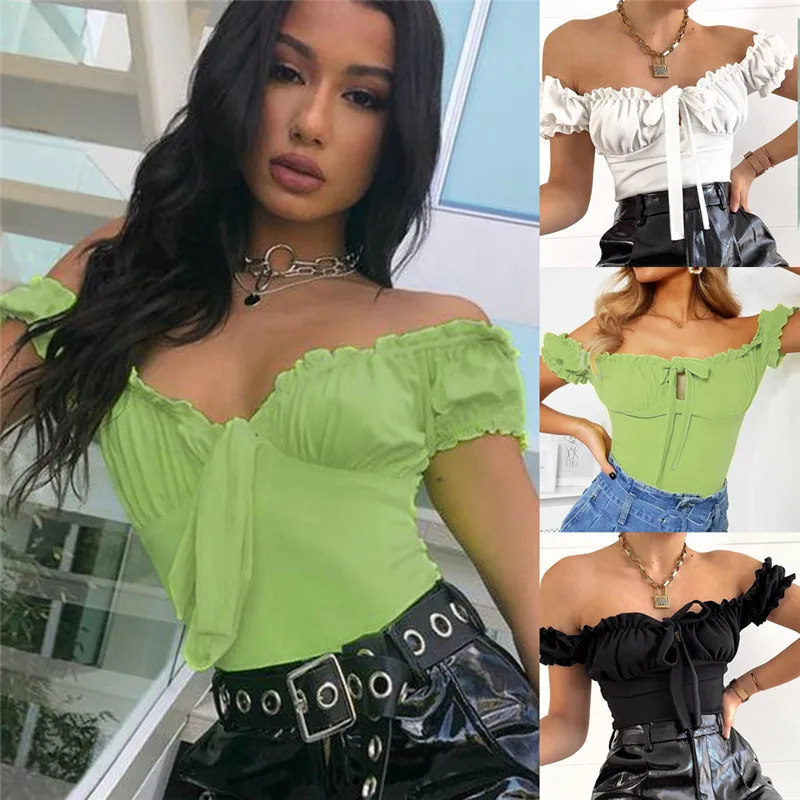 

2019 Women Short Sleeve Bodysuit Off Shoulder Romper Party Clubwear Slim Tank Top Playsuits Jumpsuits Bodycon Elastic Overalls