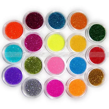 

18 Colored/Pack Nail Art Gel Nail Glitter Glow Glossy Acrylic Powder For Nail Art Tips Decoration