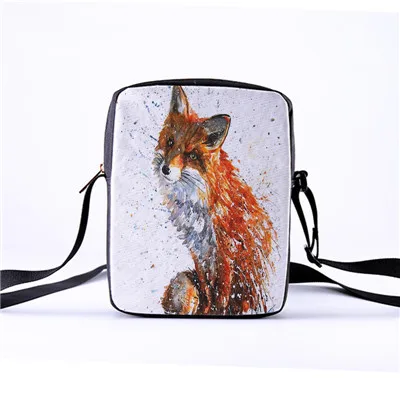Подгонянная женская сумка-мессенджер, сумка на плечо, повседневная, с принтом милых животных, лисы, Детская сумка на плечо, сумка-мессенджер, разноцветный узор - Цвет: 06