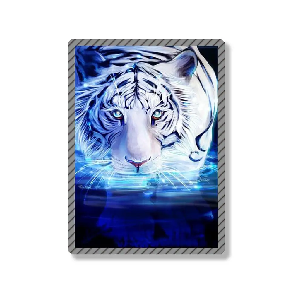 cheap Animal DIY Partial Diamond Painting Wall Decor Tiger Wolf Cross Stitch Craft Kit Room Home Living Bed