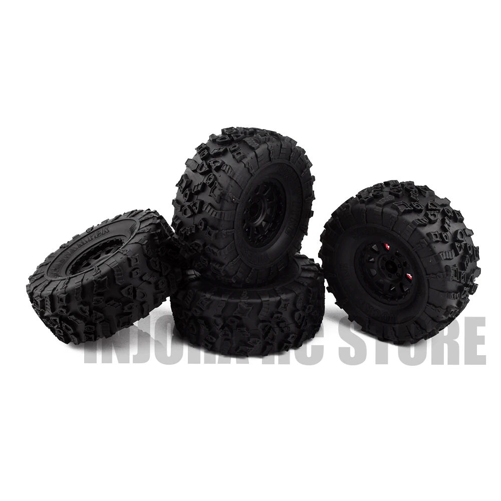 

4PCS 1/10 RC Car Rubber Tires & 2.2" Plastic BEADLOCK Wheel Rim for Axial SCX10 Wraith RR10 Yeti RC Rock Crawler