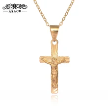 ASACH Hot Couples Necklace Plated Alloy Cross Pendant Necklace Long Necklaces For Women Men Punk Jesus Sweater chain ras de cou
