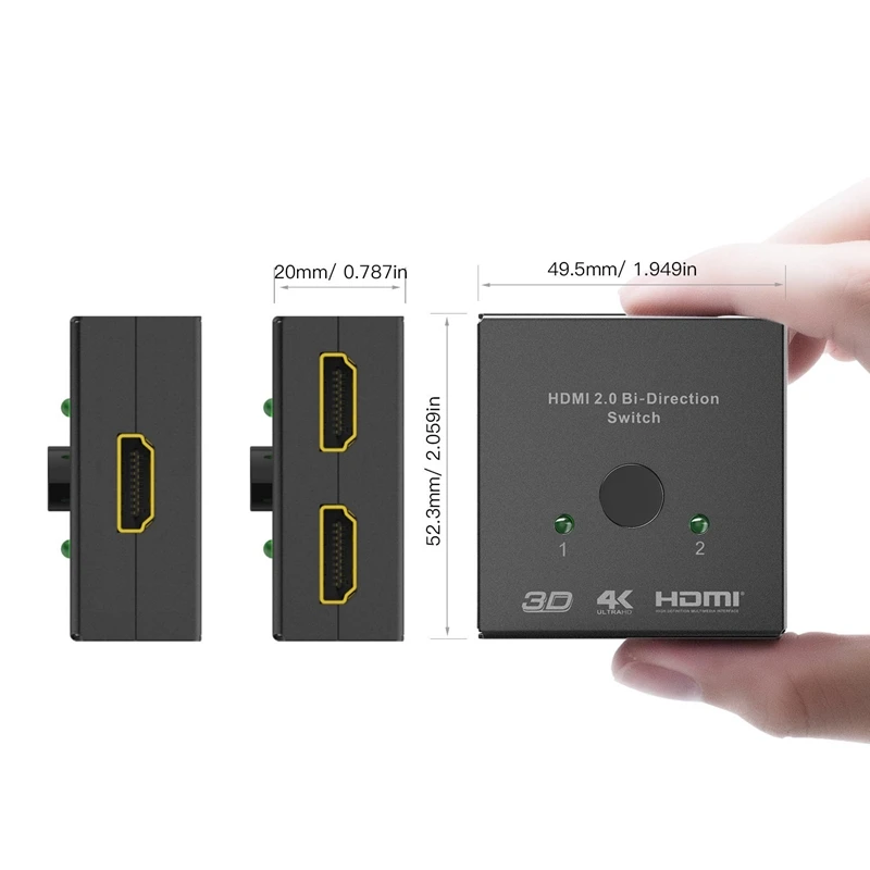 HDMI коммутатор 2 порта двусторонний ручной переключатель 2x1/1x2 HDMI концентратор-HDCP сквозной-Sup порты Ultra HD 4K 3D 1080P#8