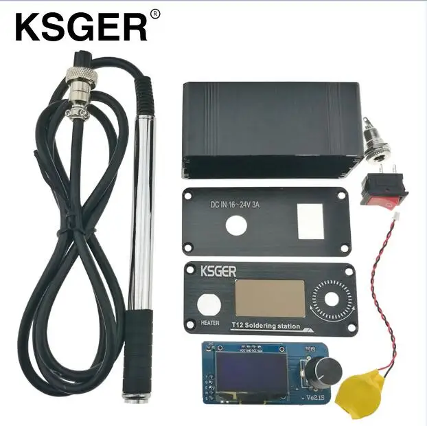 KSGER V2.1S STM32 OLED T12 цифровой DIY контроллер паяльной станции 9501 из сплава нержавеющей стали железная ручка электрического паяльника - Цвет: SET 4