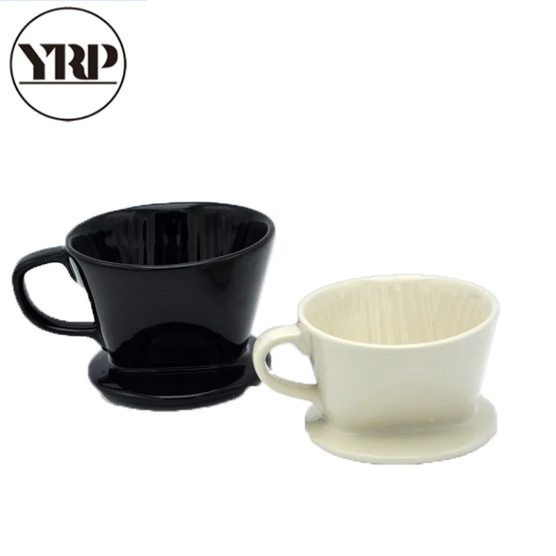 

YRP Espresso V60 Coffee Dripper Ceramic Coffee Drip Filter Cup Reusable Filters for Barista Coffee Brewing Cup Black/White
