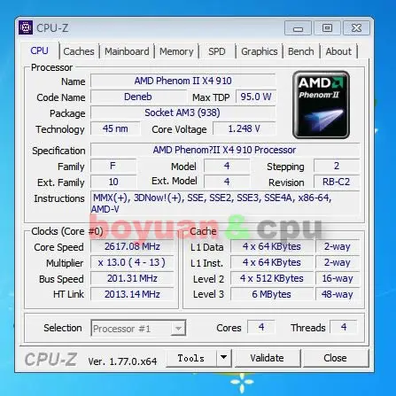AMD Phenom II X4 910 2,6G 95W HDX910WFK4DGI гнездо AM3
