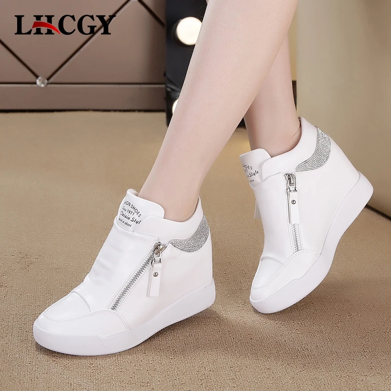 LHCGY/ботинки Обувь на танкетке Женская обувь платформе со стразами Zapatillas Mujer