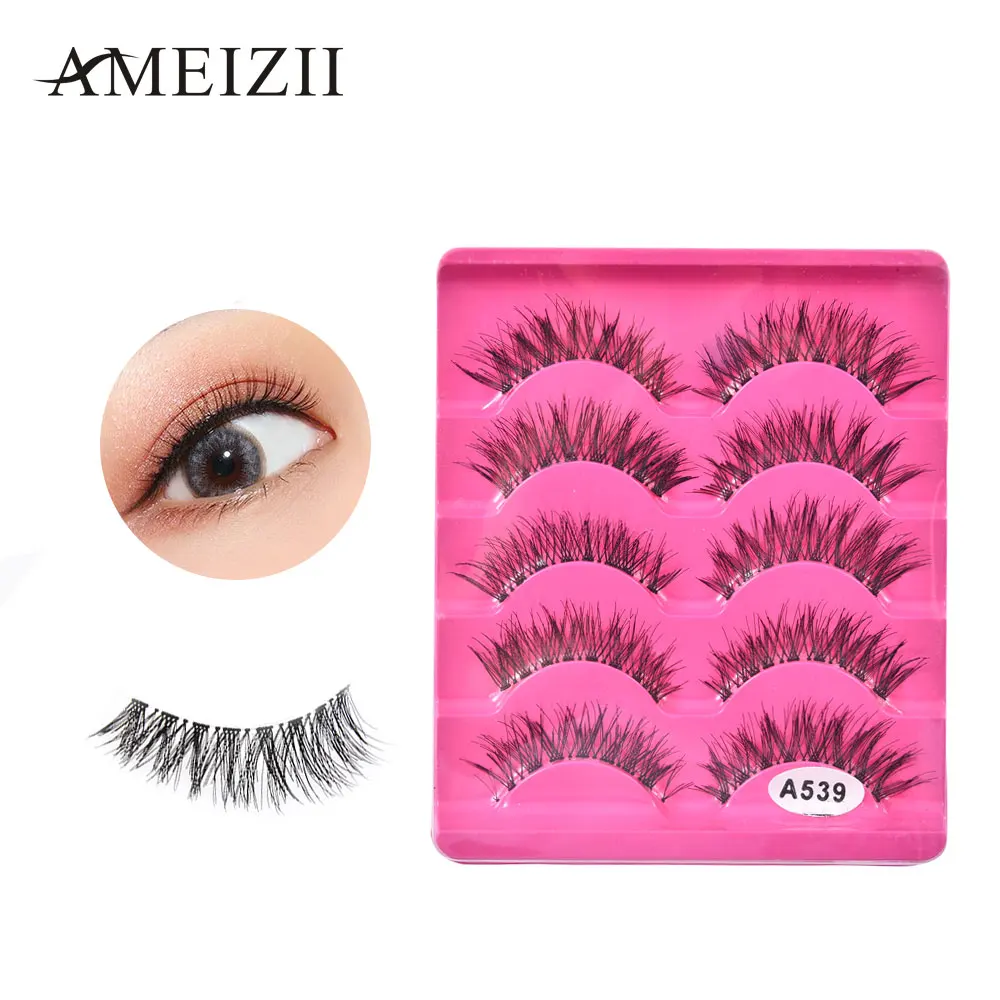 AMEIZII 5 Pairs Pro False Eyelashes Makeup Natural Long Individual Fake Eye Lashes Handmade Extension Make Up Beauty | Красота и