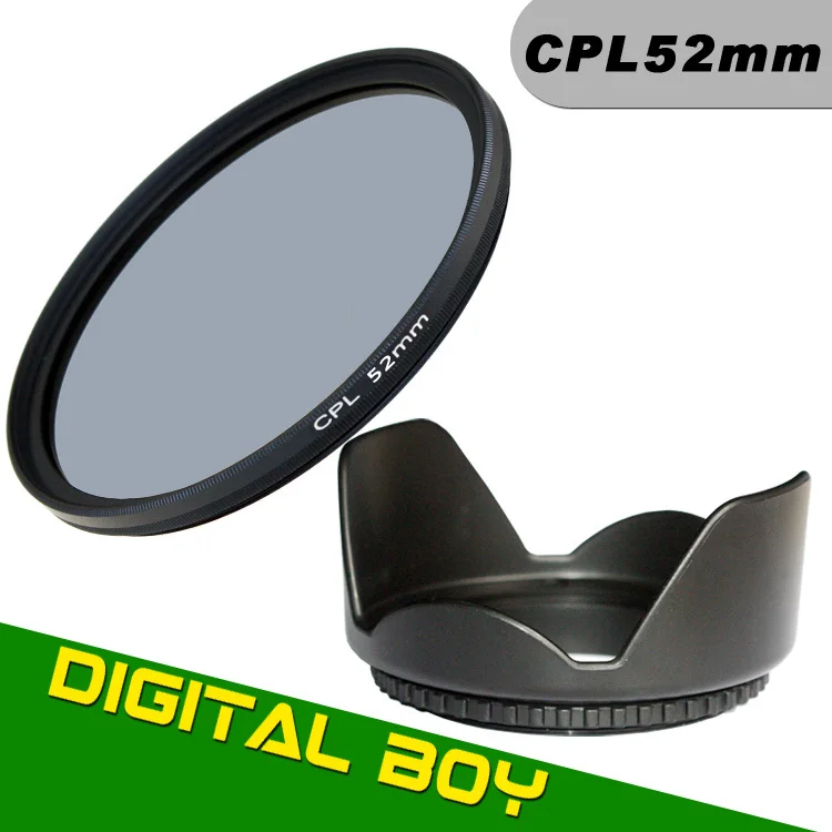 Brand New 52mm circular polarizing CPL C PL 52 mm lens filter + Lens Hood 52mm for Sony Canon