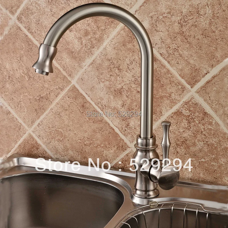 Kitchen faucet,Nickel finished sink mixer bar water tap.360 degree