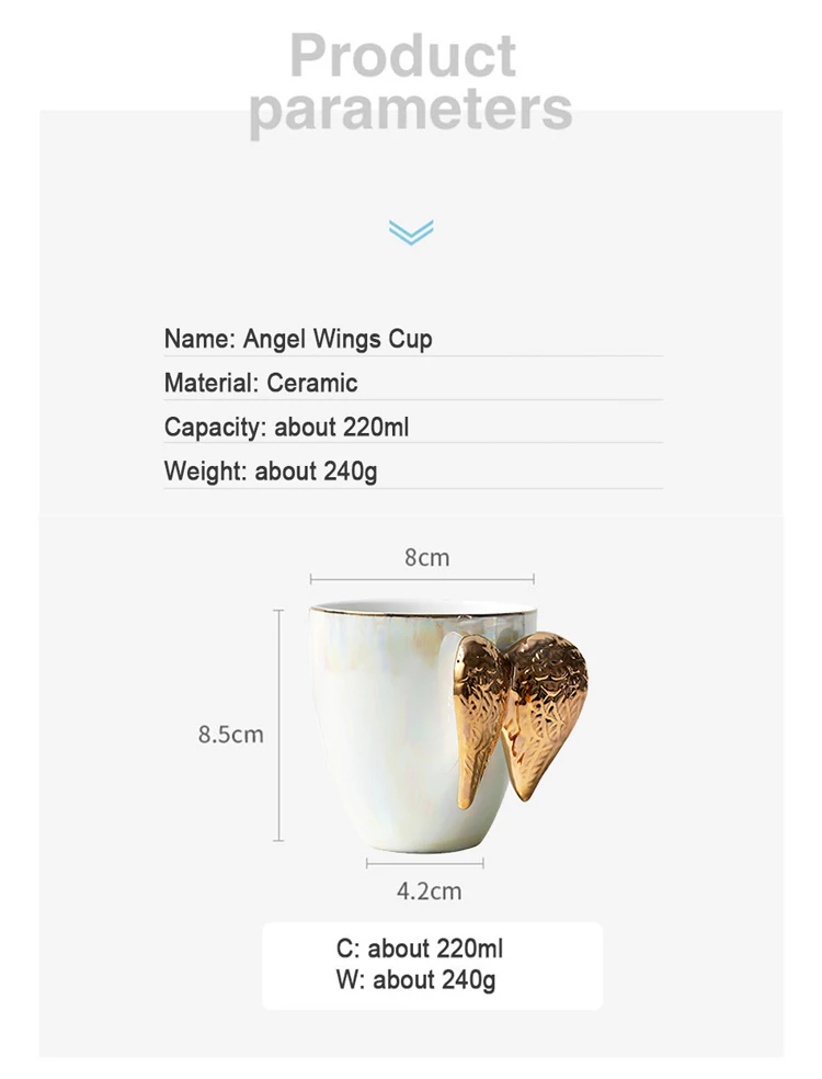 Роскошная керамическая чашка с ручкой ангела, позолоченная оригинальная бутылка, кофе, завтрак, молочный напиток, чайная кружка, отличный подарок для влюбленных, 1 шт
