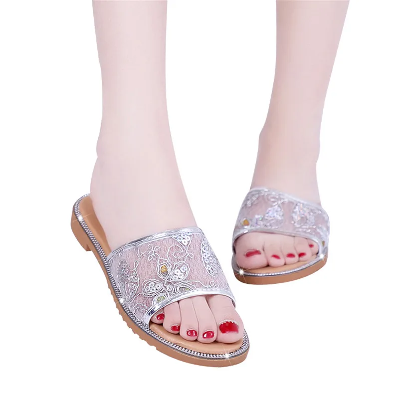 

Size 35-40 Women Sandals 2018 Summer New Open Toe Air Mesh Indoor Outdoor Slippers Flat Heel Platform Women Shoes Beach Sandals
